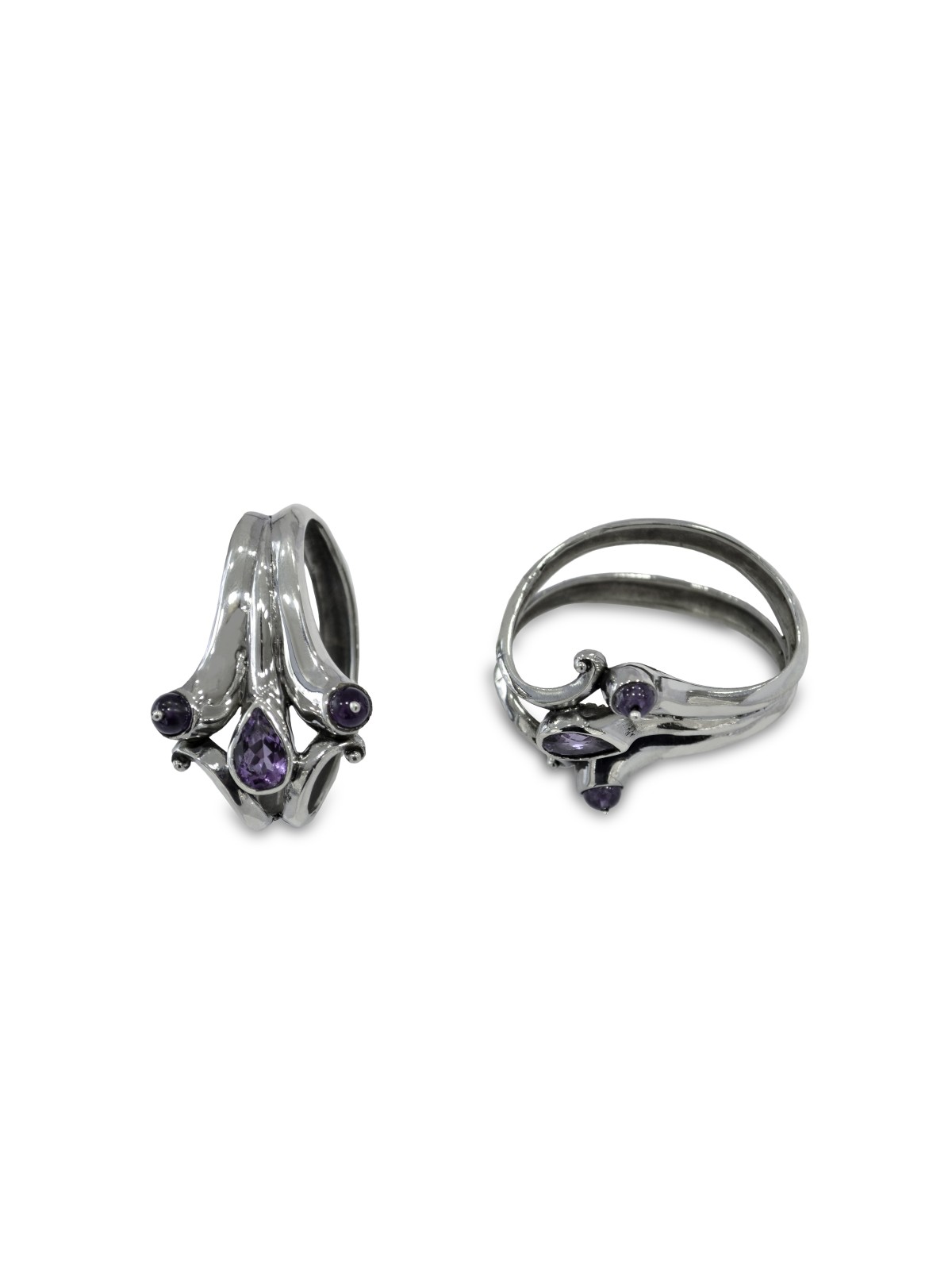 Silver Napkin Ring with Natural Amethyst Stones , Passover Gifts , Isr