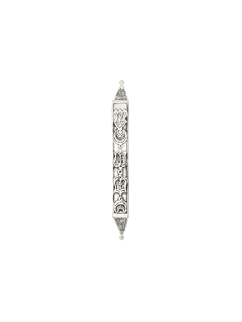 Étui Mezuzah argenté avec un design découpé unique, grandes mezouzas, Isra