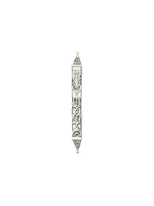 Étui Mezuzah argenté avec un design découpé unique, grandes mezouzas, Isra
