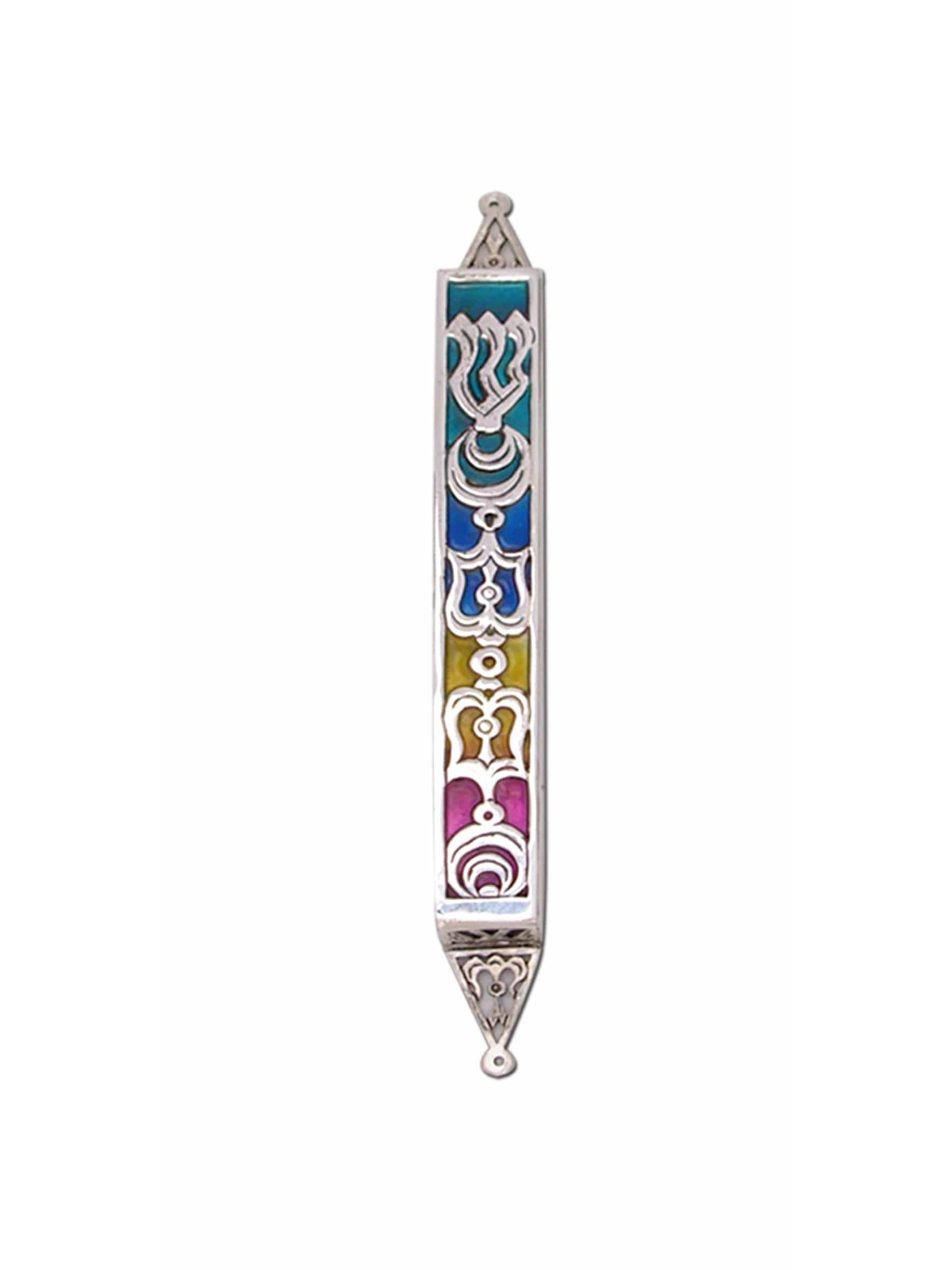 Étui Mezuzah d’inspiration vintage avec émail, grandes Mezuzahs, J israélien