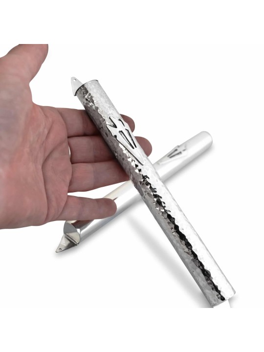 Extra Large Argent Martelé Mezuzah Case , Extra Large Mezuzah , Israël