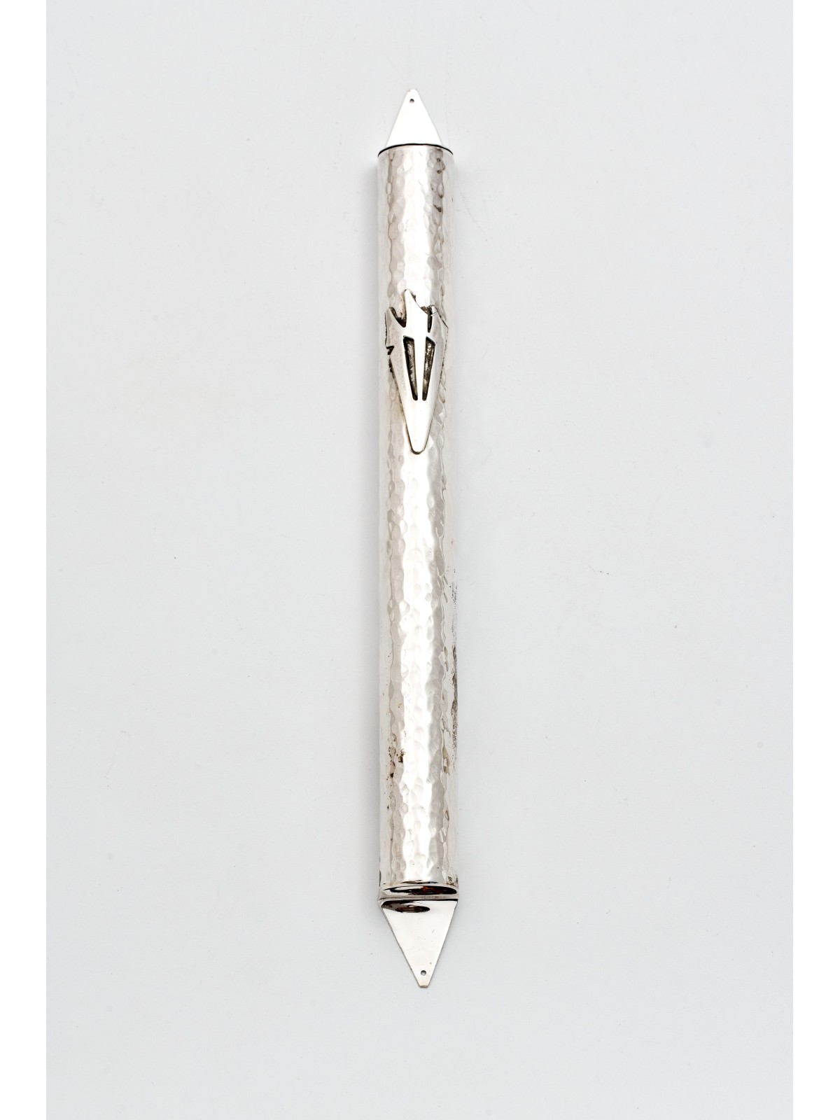 Extra Large Silver Hammered Mezuzah Case , Extra Large Mezuzah , Israe