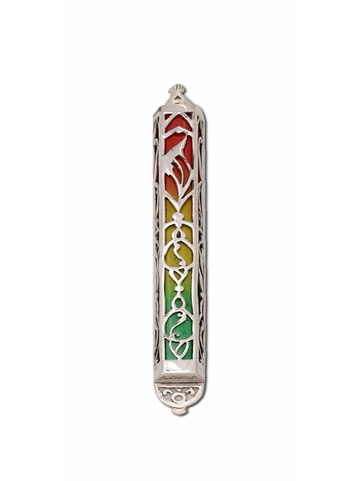 Grand étui Mezuzah découpé en émail, grandes Mezuzahs, Judaica israélien