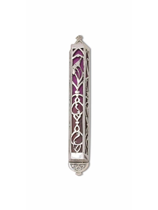 Grand étui Mezuzah découpé en émail, grandes Mezuzahs, Judaica israélien