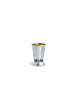 Petite tasse de Kiddouch en argent sterling martelé avec La, cadeaux de Pâque,