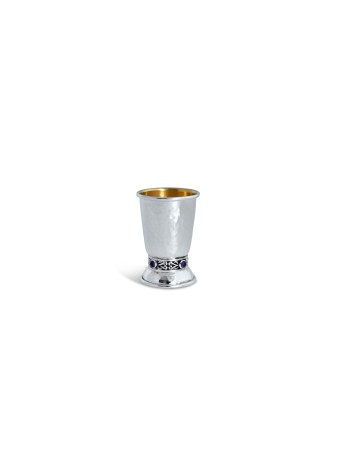 Petite tasse de Kiddouch en argent sterling martelé avec La, cadeaux de Pâque,