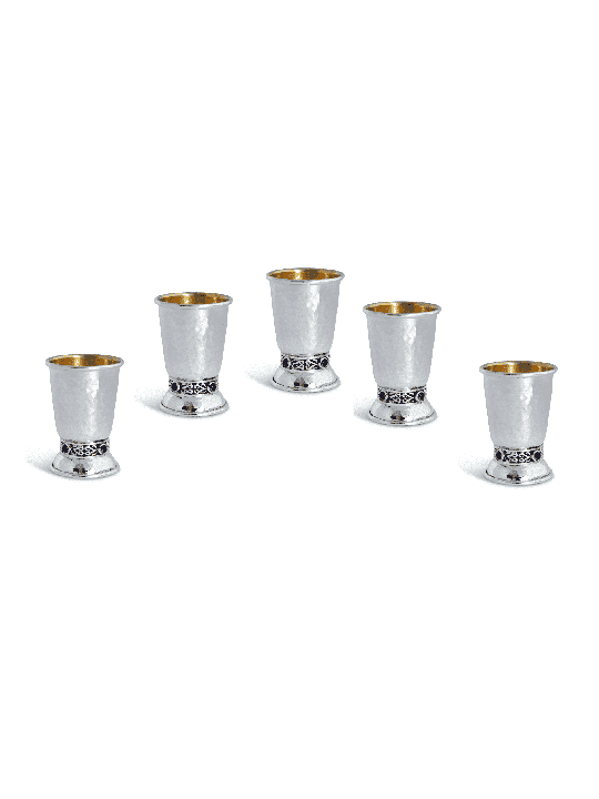 Petite tasse de Kiddouch en argent sterling martelé avec La, cadeaux de Pâque,