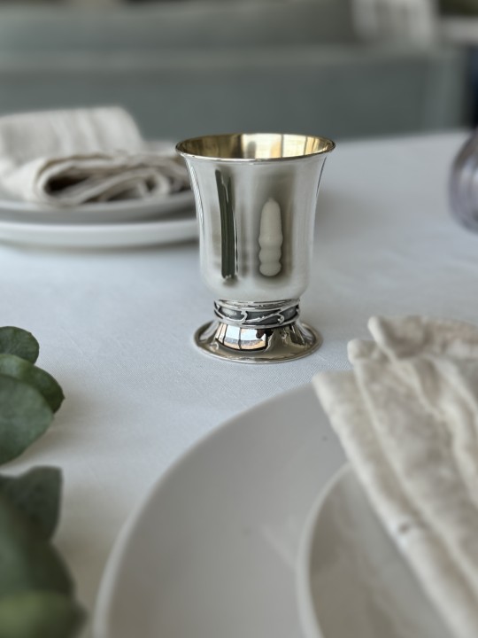 Medium-Sized Elegant Silver Kiddush Cup with Name  , Passover Gifts ,