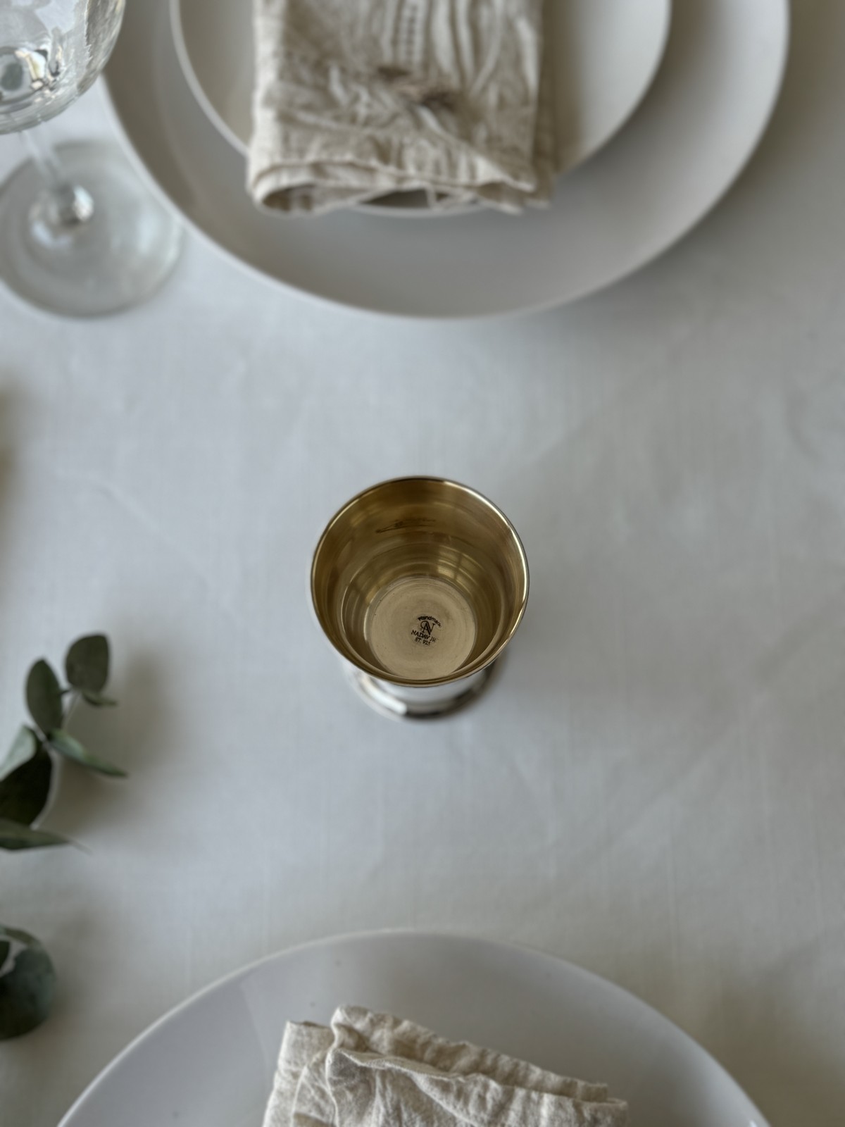 Medium-Sized Elegant Silver Kiddush Cup with Name  , Passover Gifts ,