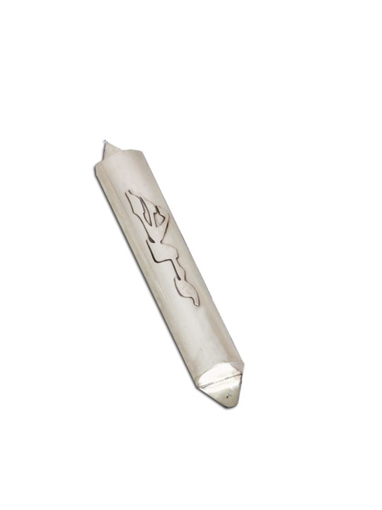 Étui Mezuzah fait main en argent avec des lignes simples, grandes mezouzas, Isra