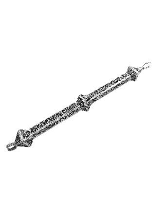 Mid Size Silver Yad Torah with 3 Square Shape Ball , Passover Gifts ,