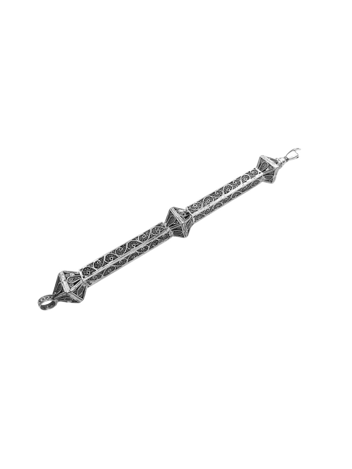 Mid Size Silver Yad Torah with 3 Square Shape Ball , Passover Gifts ,