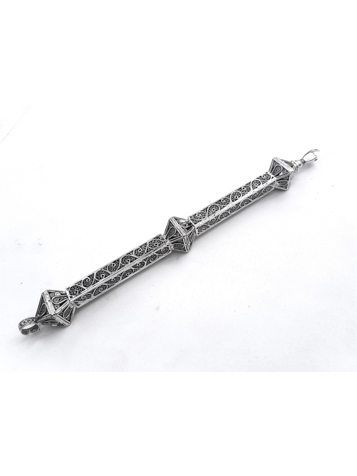 Mid Size Silver Yad Torah with 3 Square Shape Ball , Passover Gifts ,