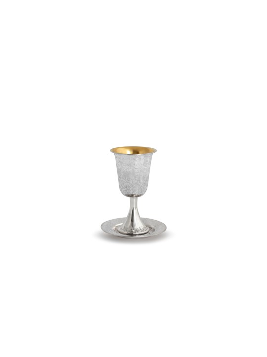 Tasse et assiette de Kiddouch martelées en argent sterling, cadeaux de Pâque, Isra