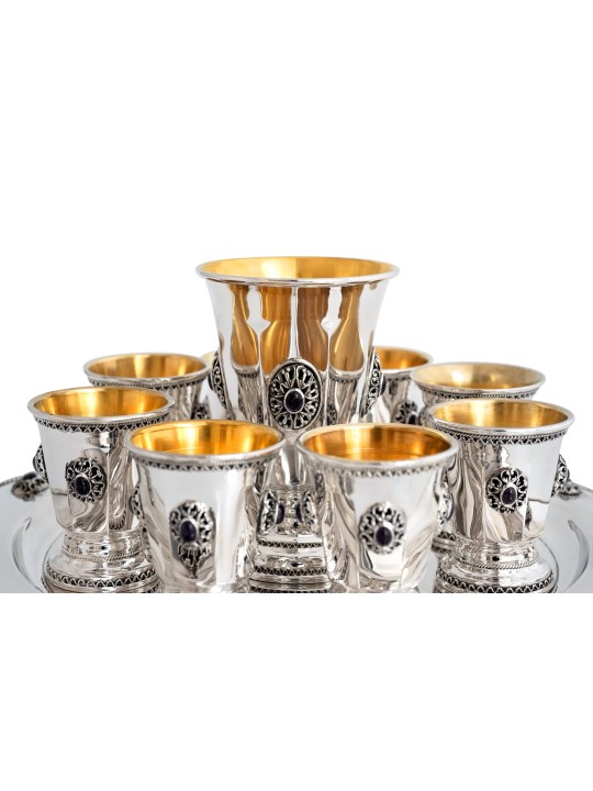 Petite tasse de Kiddouch en argent sterling avec Ame naturelle, cadeaux de Pâque,
