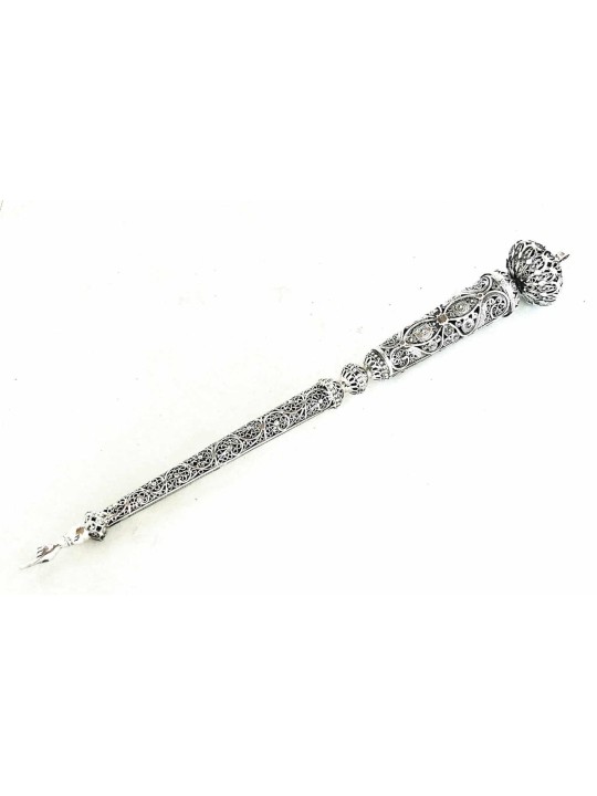 Grand pointeur de Torah en filigrane d’argent sterling avec, cadeaux de Pâque,