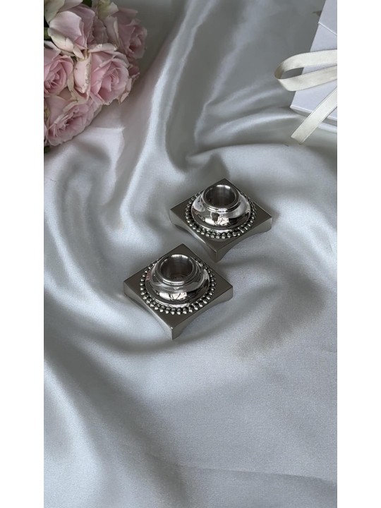 Petits chandeliers en argent sterling de forme carrée wi, cadeaux de Pâque,