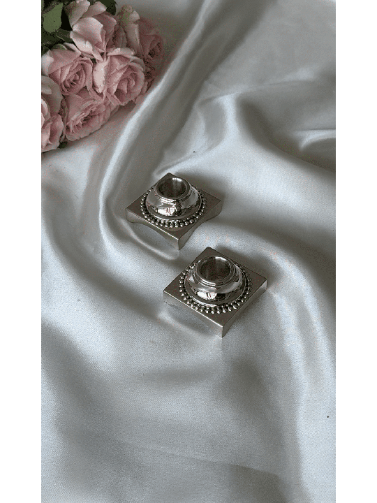 Small Square Shape Sterling Silver Candlesticks wi , Passover Gifts ,