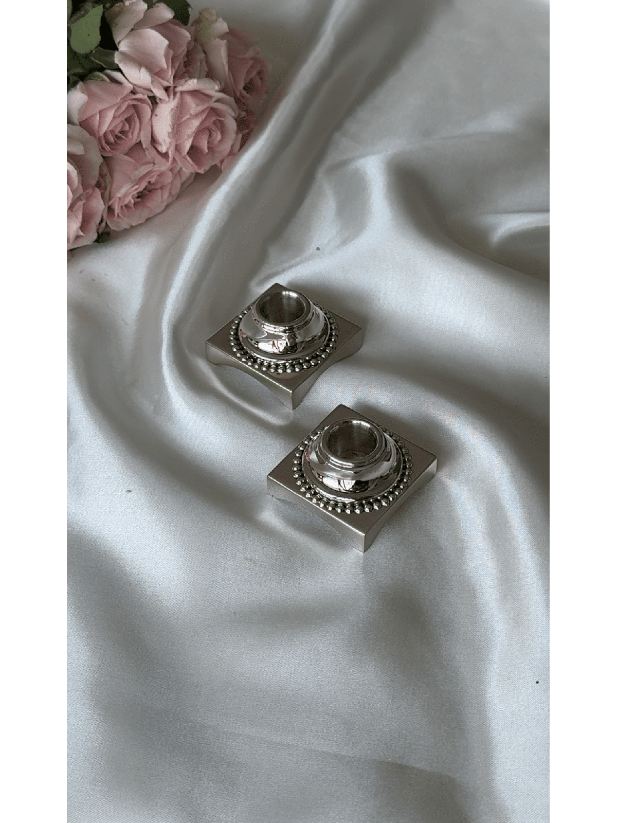 Small Square Shape Sterling Silver Candlesticks wi , Passover Gifts ,