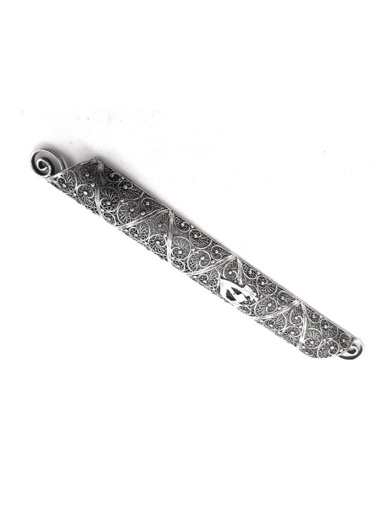 Large Yemenite Filigree Vintage Mezuzah Case , Large Mezuzahs , Israel