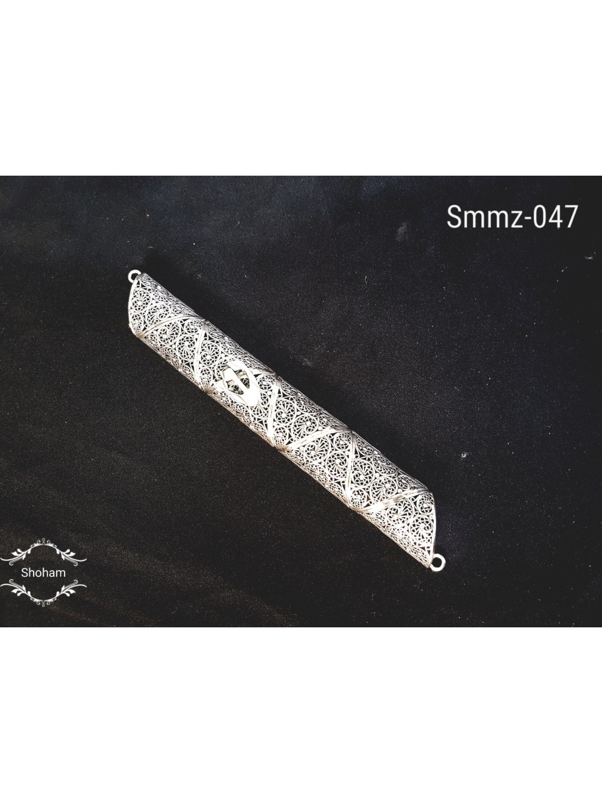 Large Yemenite Filigree Vintage Mezuzah Case , Large Mezuzahs , Israel