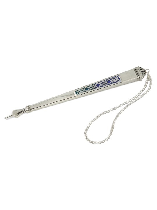 Pointeur de Torah en argent avec nuances d’émail bleu, cadeaux de Shabbat, Isra