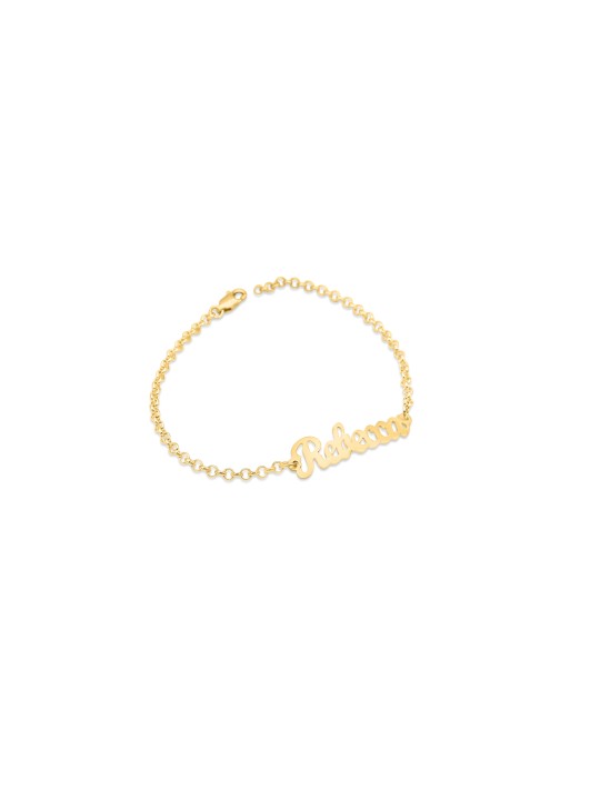 Cursive Elegant English Name צמיד זהב 14K , מתנות ט"ו באב , ישראל