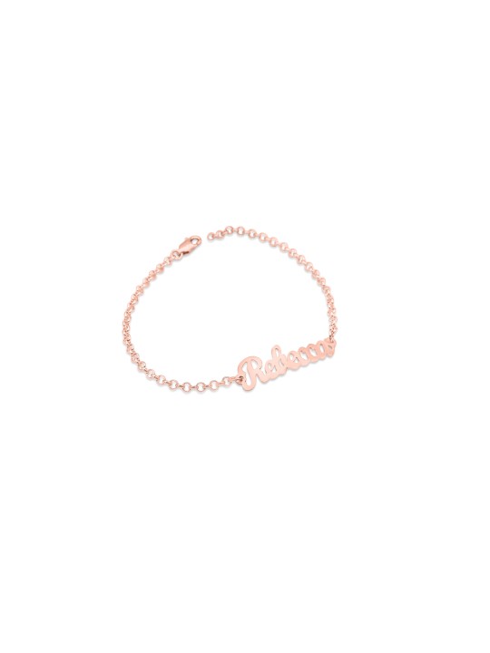 Cursive Elegant English Name צמיד זהב 14K , מתנות ט"ו באב , ישראל