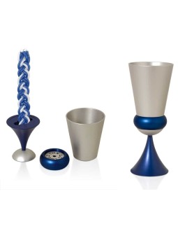 Ensemble Havdalah en aluminium 3 en 1 , Ensembles Havdalah modernes , Judaica israélien