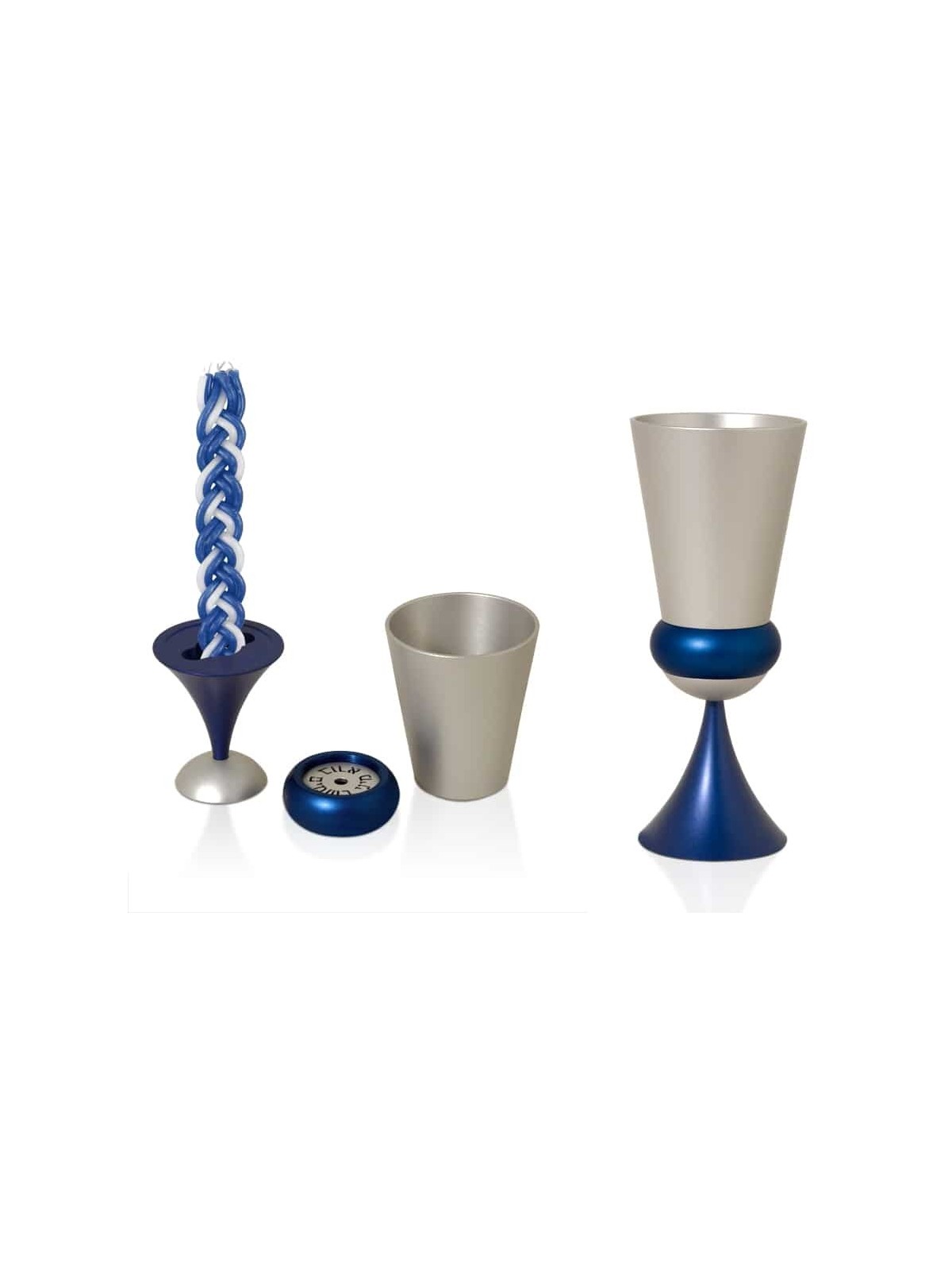 Ensemble Havdalah en aluminium 3 en 1 , Ensembles Havdalah modernes , Judaica israélien