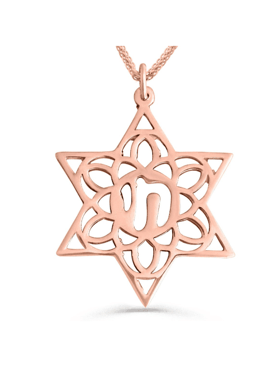 Filigree Hollow Star of David and Chai Pendant , Jewish Wedding Gifts