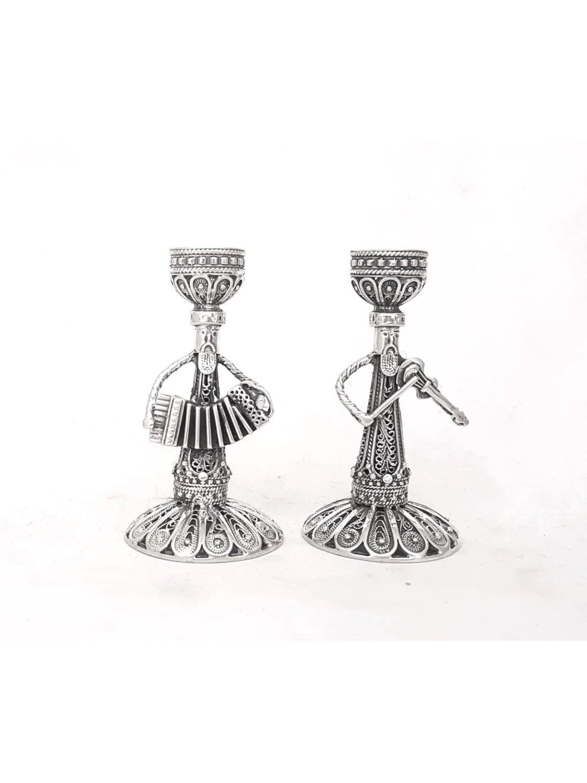 Unique Sterling Silver Music Candlesticks , Passover Gifts , Israeli J