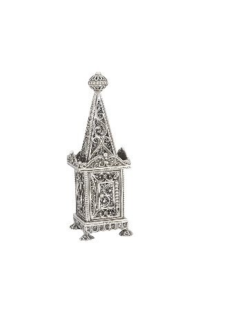 Boîte à épices brillante en forme de tour traditionnelle pour H, argent sterling J