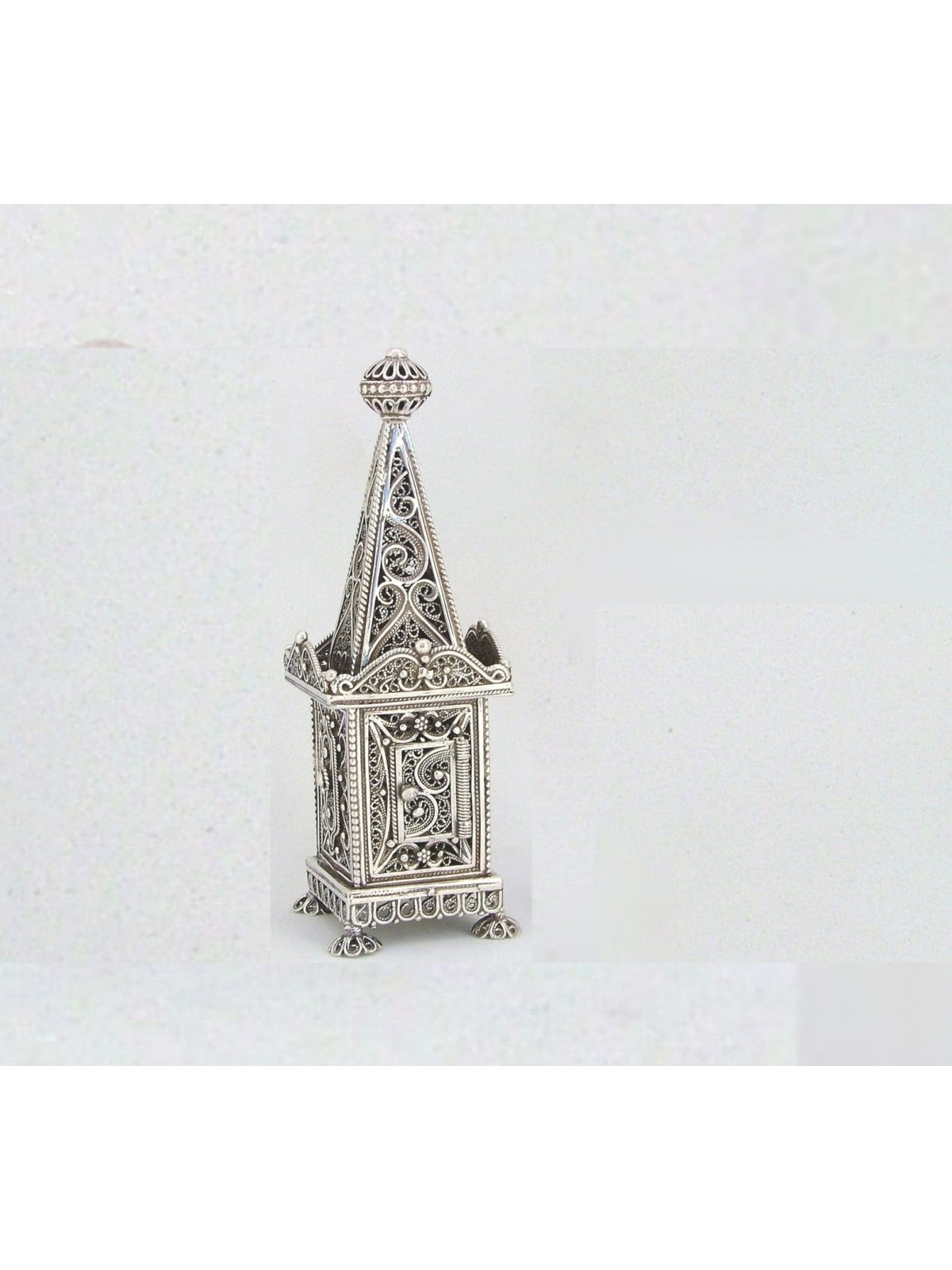 Boîte à épices brillante en forme de tour traditionnelle pour H, argent sterling J