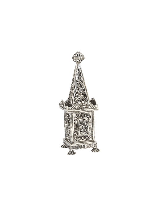 Traditional Tower Shape Brilliant Spices Box for H , Sterling Silver J