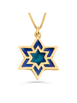 Grand collier étoile de David avec émail, cadeaux Tu B'Av, Jud israélien