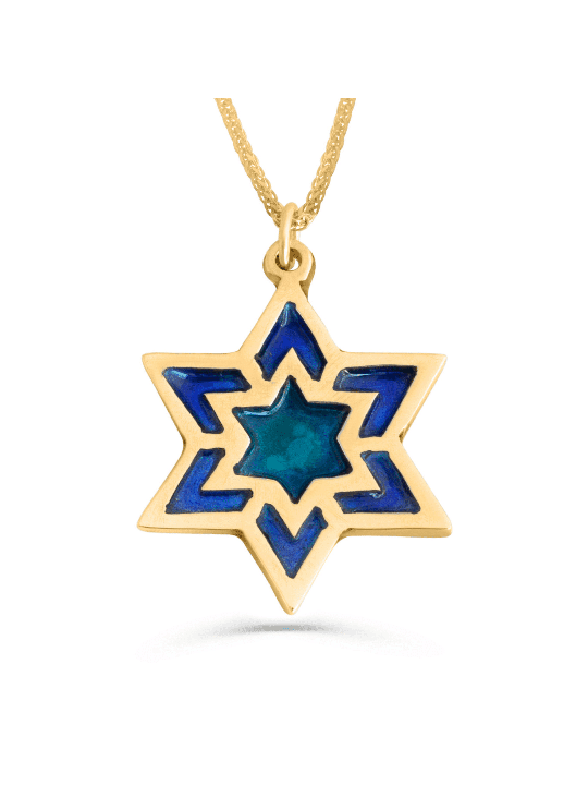 שרשרת מגן דוד גדולה עם אמייל, מתנות ט"ו באב, יו"ד ישראל