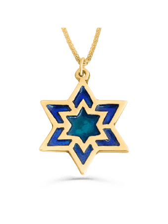 Large Star of David Necklace with Enamel , Tu B'Av Gifts , Israeli Jud
