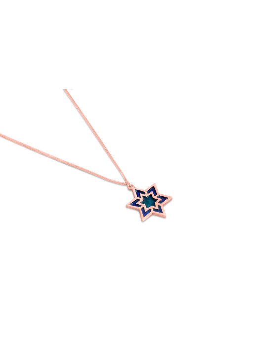 Large Star of David Necklace with Enamel , Tu B'Av Gifts , Israeli Jud