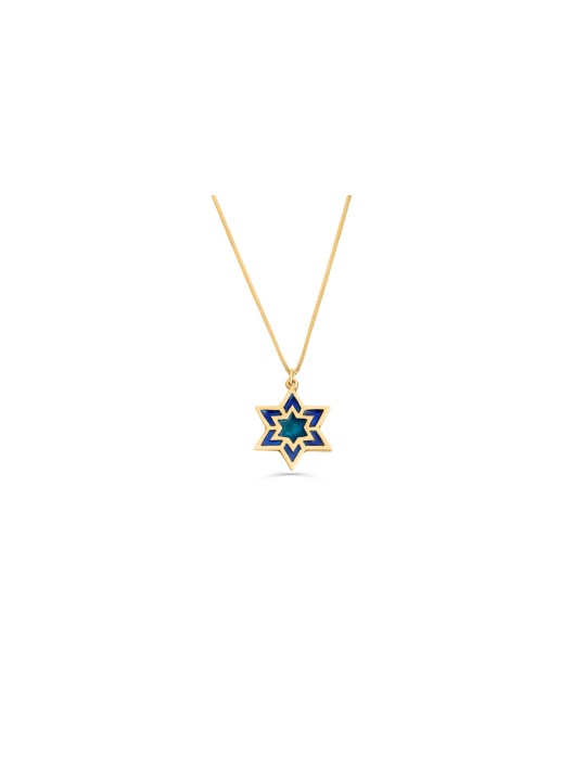 Large Star of David Necklace with Enamel , Tu B'Av Gifts , Israeli Jud