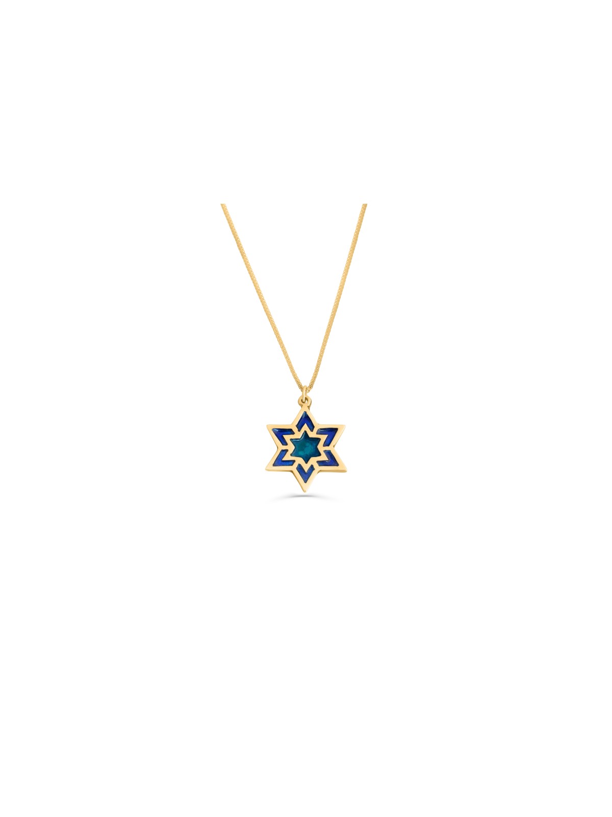 Large Star of David Necklace with Enamel , Tu B'Av Gifts , Israeli Jud
