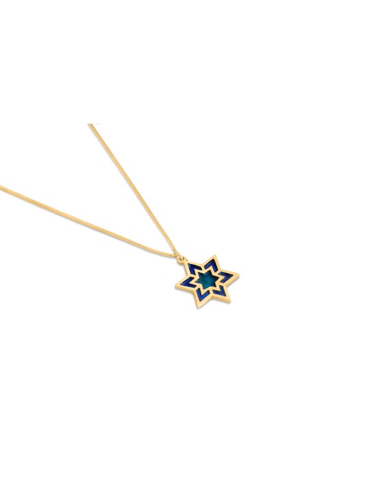 Large Star of David Necklace with Enamel , Tu B'Av Gifts , Israeli Jud