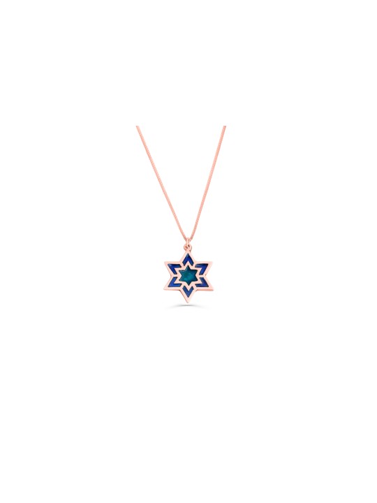 Large Star of David Necklace with Enamel , Tu B'Av Gifts , Israeli Jud