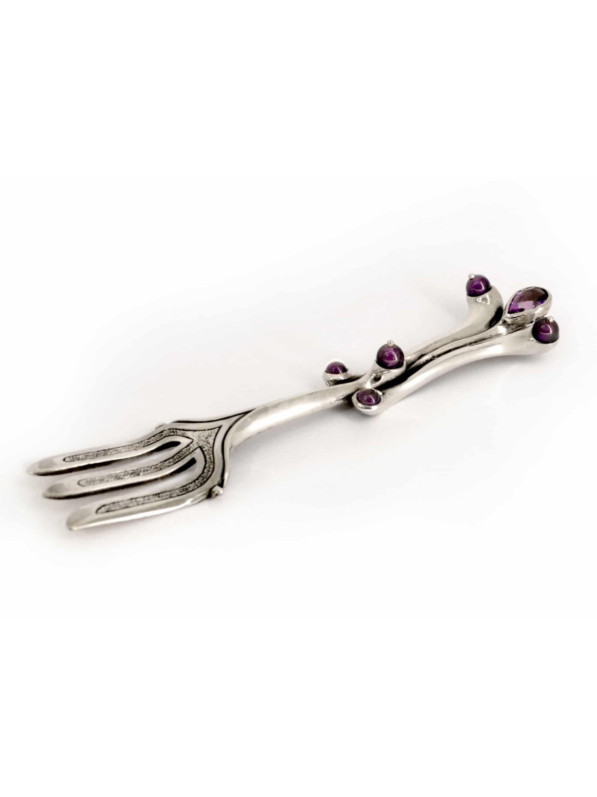 Petite fourchette unique avec pierres d’améthyste, cadeaux Tu B’Av, Judaï israélien