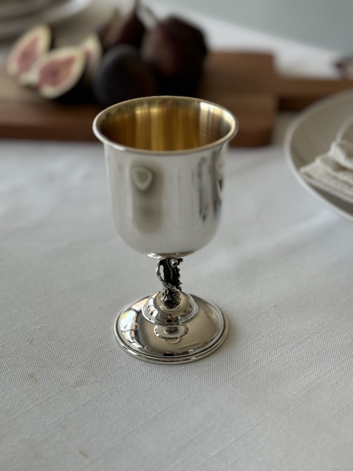 Coupe de Kiddouch en argent sterling avec tige d'arbre pour Bar Mitz, cadeaux de Pâque,