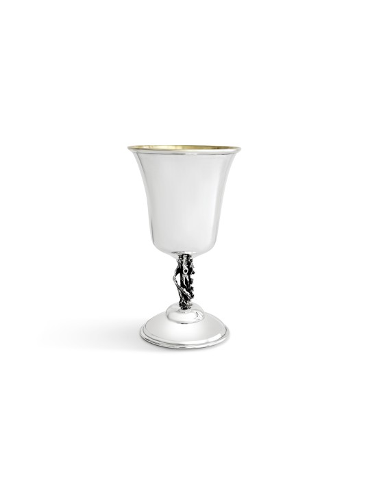Coupe de Kiddouch en argent sterling avec tige de tronc d'arbre, cadeaux de Pâque, est