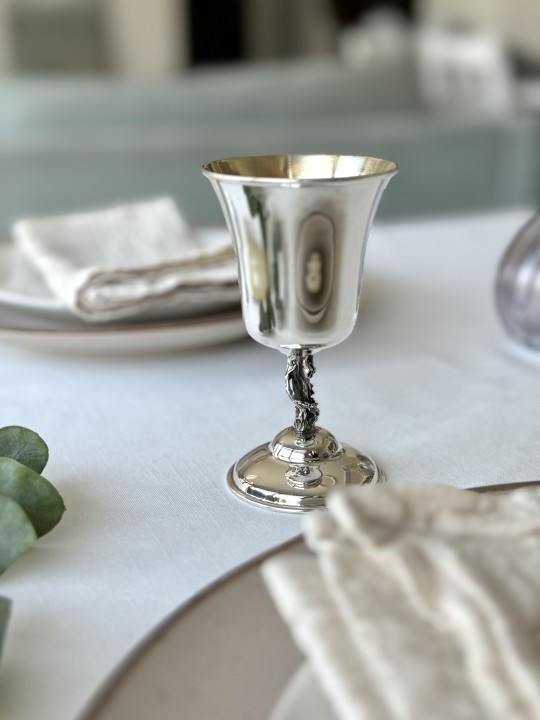 Sterling Silver Kiddush Cup with Tree Trunk Stem , Passover Gifts , Is