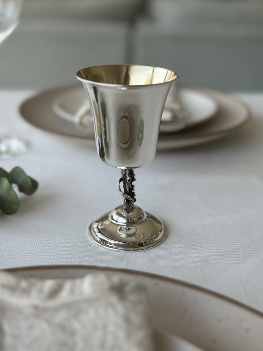 Sterling Silver Kiddush Cup with Tree Trunk Stem , Passover Gifts , Is