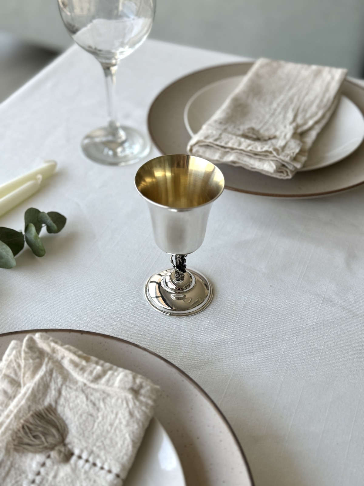 Sterling Silver Kiddush Cup with Tree Trunk Stem , Passover Gifts , Is