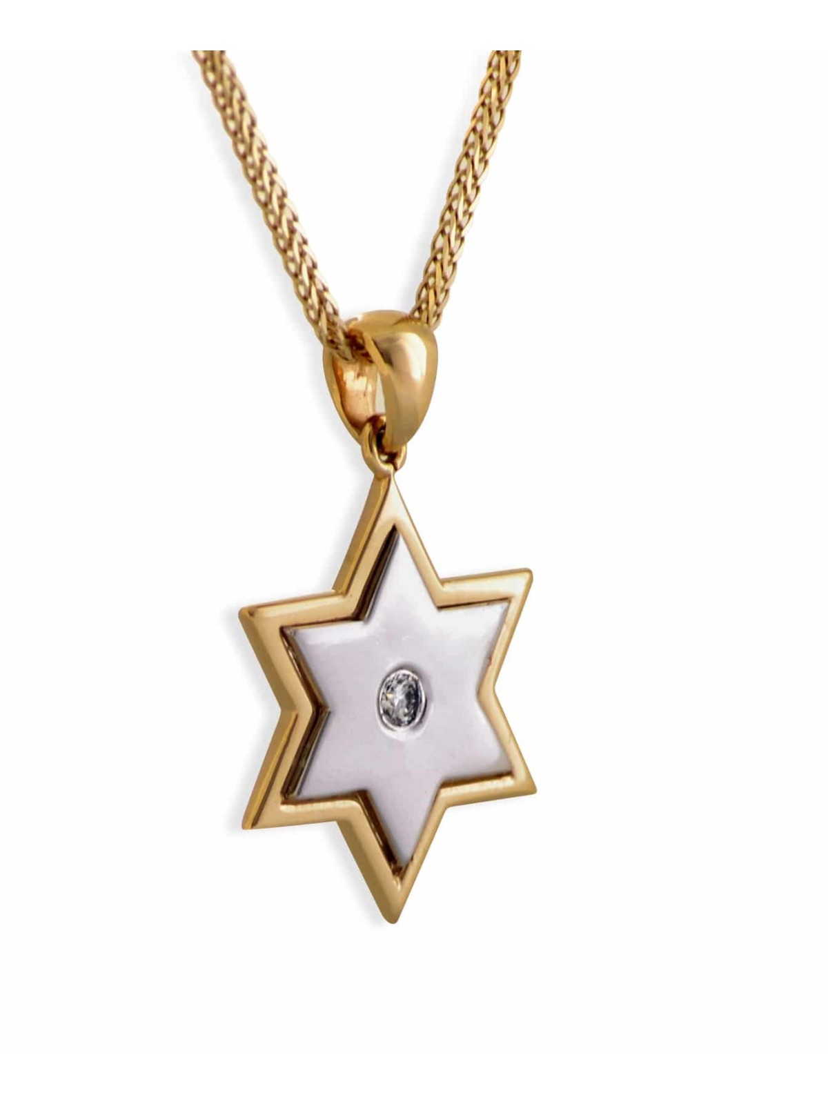 Belle étoile de Dav en or et or blanc de taille moyenne, cadeaux Tu B'Av, I